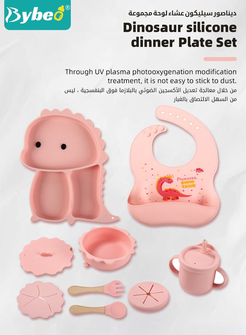 بيبو مجموعة تغذية للأطفال، تتألف من 9 قطع، أدوات الطهي للأطفال في المرحلة الأولى مع مريلة، كوب للشرب، وعاء بفوهة للتثبيت، ملاعق وشوك للرضع، صحن مقسم بفوهة للتثبيت - إمدادات تغذية لفطام الطفل بشكل ذاتي - Image 2