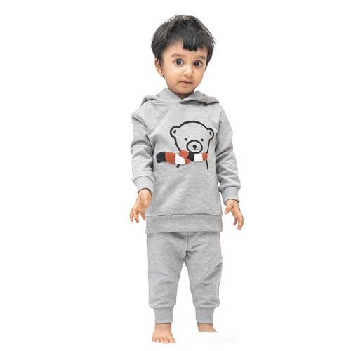 ARIEL Kids Cotton Fleece Full Sleeve Hoodie Sweatshirt & Sweatpant Clothing Set for Boys and Girls (SCARF-MEL_3-4 years) - Image 2