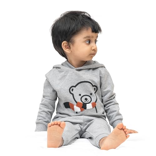 ARIEL Kids Cotton Fleece Full Sleeve Hoodie Sweatshirt & Sweatpant Clothing Set for Boys and Girls (SCARF-MEL_3-4 years) - Image 3