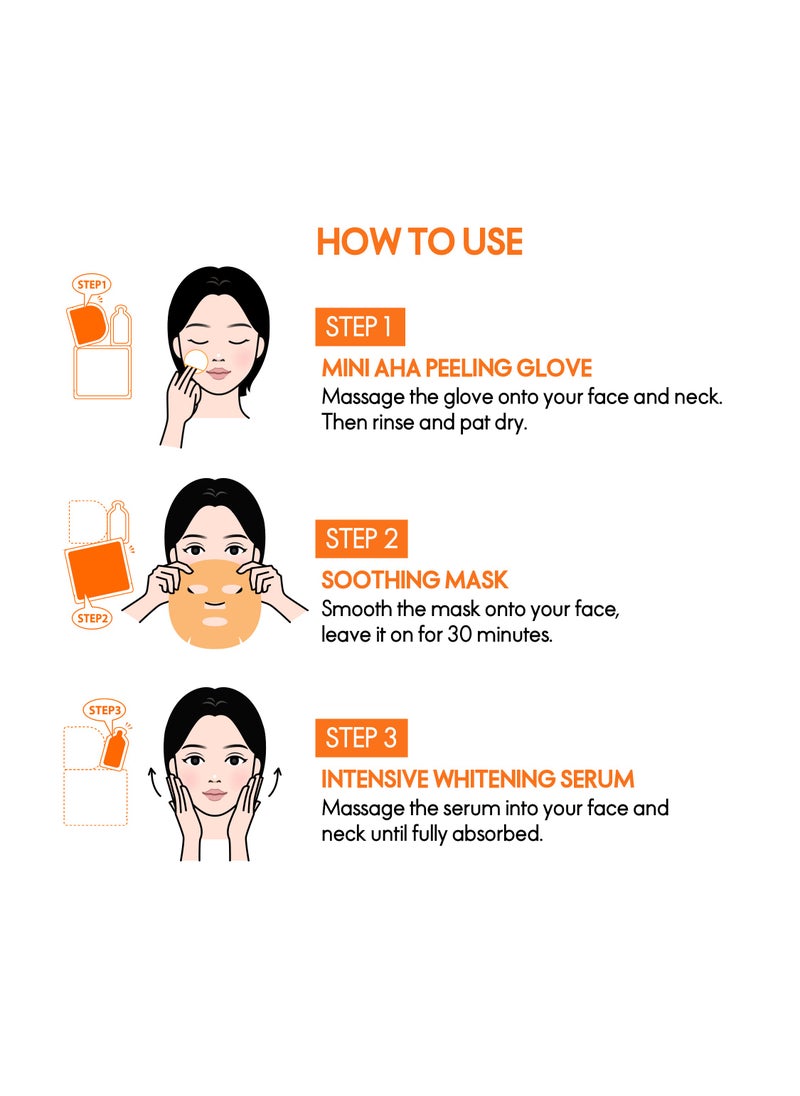 ELLE ELLE Radiance Kit – 3-Step Peeling & Whitening Treatment with AHA Peeling Glove, Soothing Mask, and Intensive Whitening Serum - Brightening, Exfoliating, Hydrating, Anti-Aging – For All Skin Types,  Pack of 4  - Image 5