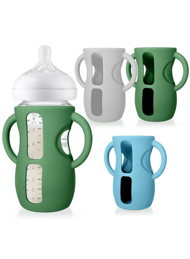 Juome Silicone Sleeves with Handles for Avent Natural Glass Baby Bottle - 3 Pack Anti Breakage Holder for Phillips Avent Baby Bottles, Compatible with Philips Avent Anti Colic Baby Bottles 8 oz - Image 1