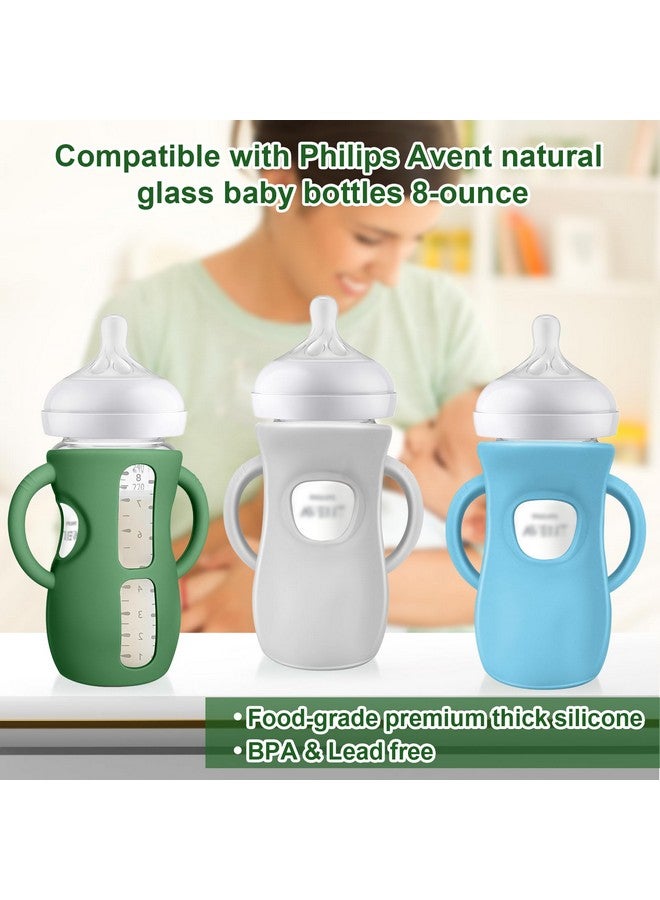 Juome Silicone Sleeves with Handles for Avent Natural Glass Baby Bottle - 3 Pack Anti Breakage Holder for Phillips Avent Baby Bottles, Compatible with Philips Avent Anti Colic Baby Bottles 8 oz - Image 5