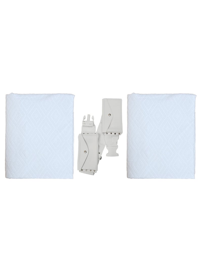 Fabienne 2-Piece Ihram Towel Set for Men with Regular Size Belt Best Fits 30-to 40 Inch Waist Non-Stitched Umrah Towel, Pure White Hajj Towel  - Image 2