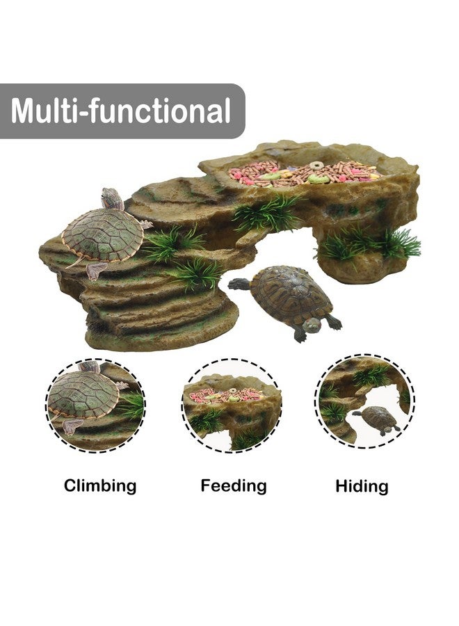 kathson Turtle Basking Platform,Tortoise Resin Climbing Rock Rectangular Resting Terrace Tank Accessories,Reptiles Dock Hide Cave Habitat Decoration for Bearded Dragon Lizard Geckos Spiders (3 PCS) - Image 2