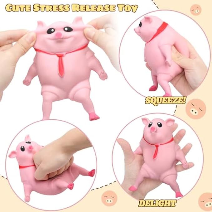 Liliful Pig Squeeze Stretch Pink Pig Novelty Gift Funny Cute Squeeze Animal Stress Relief Items for Anxiety Adults Stress Relief Gifts for Women Men Fidget Decompress - Image 3