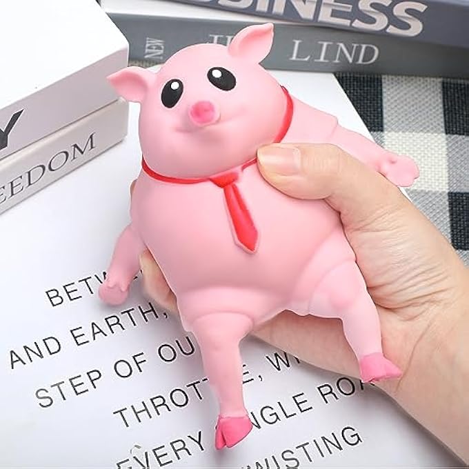 Liliful Pig Squeeze Stretch Pink Pig Novelty Gift Funny Cute Squeeze Animal Stress Relief Items for Anxiety Adults Stress Relief Gifts for Women Men Fidget Decompress - Image 5
