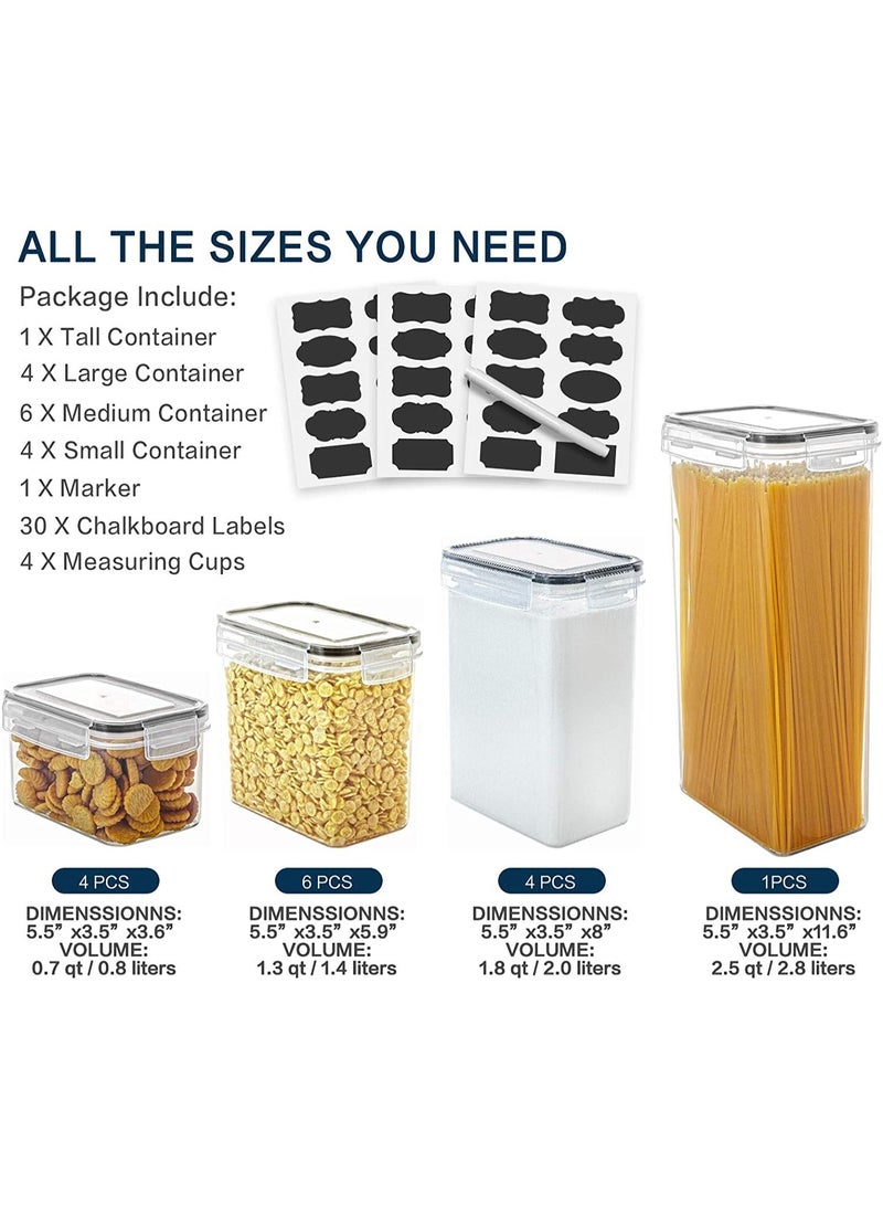 Airtight Food Storage Containers | 14pcs Airtight Stackable Plastic Kitchen Containers u0026 Storage Set With Labels u0026 Marker | BPA Free Dishwasher, Microwave u0026 Freezer Safe - Image 2