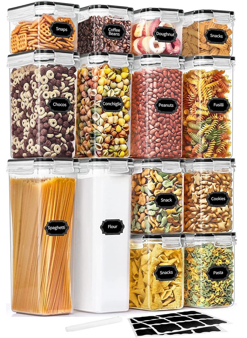 Airtight Food Storage Containers | 14pcs Airtight Stackable Plastic Kitchen Containers u0026 Storage Set With Labels u0026 Marker | BPA Free Dishwasher, Microwave u0026 Freezer Safe - Image 1