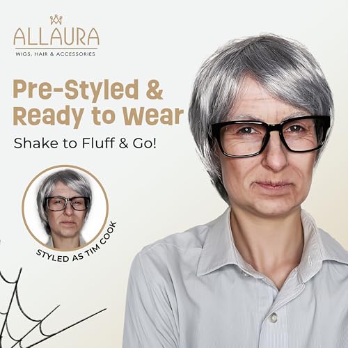 ALLAURA Old Man Wig Grey Silver Grandpa Costume Mens — Old Man Gray Wig One Size Fits All - Image 3