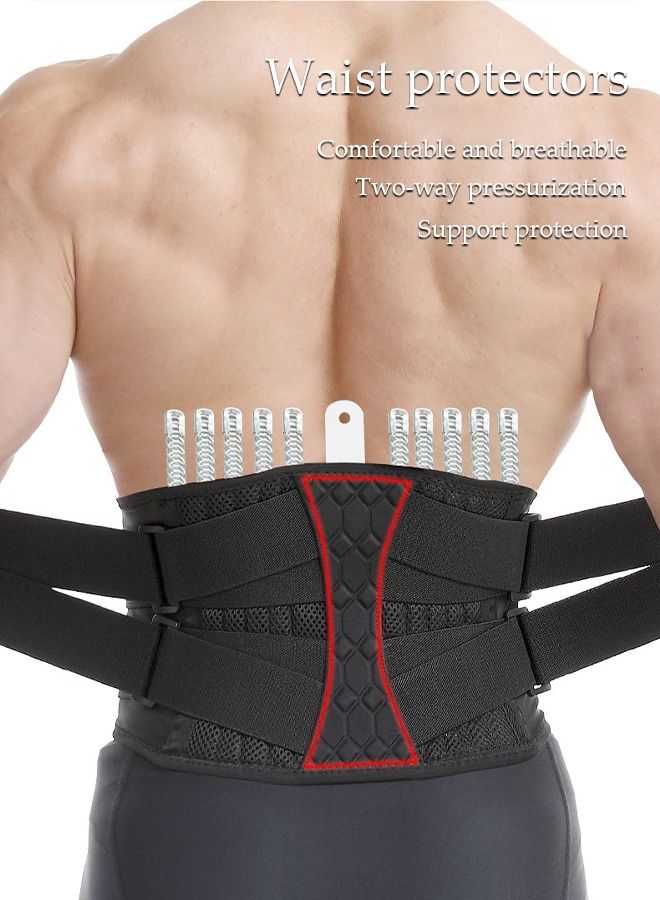 DUNISO Sports Back Brace for Men and Women - Breathable Waist Lumbar Lower Back Support Belt for Sciatica, Herniated Disc, Scoliosis Back Pain Relief, Heavy lifting, with Dual Adjustable Straps - Image 3