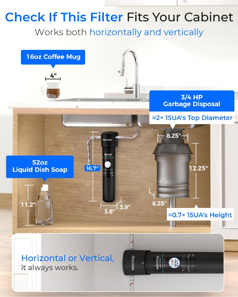 Waterdrop 15UA Under Sink Water Filter System, 2 Years, Reduces Lead, Chlorine, Bad Taste & Odor, Under Counter Water Filter Direct Connect to Kitchen Faucet, NSF/ANSI 42 Certified, USA Tech - Image 5