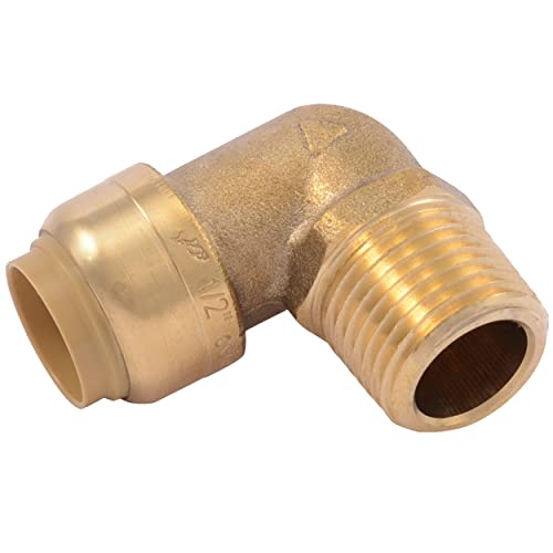 SharkBite 1/2 Inch x 1/2 Inch 90 Degree Male Adapter Elbow, Push to Connect Brass Plumbing Fitting, PEX Pipe, Copper, CPVC, PE-RT, HDPE, U280LFA - Image 1