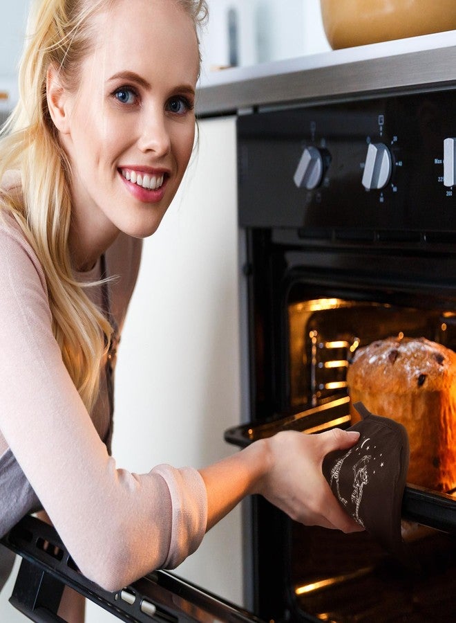 Leinuosen 6 Pcs Halloween Skull Kitchen Towels Oven Mitts and Pot Holders Set Skeleton Hand Dish Towels Skull Oven Mitt Set for Kitchen Home Decorations Cooking Baking Gifts (Classic Color,Skeleton) - Image 4