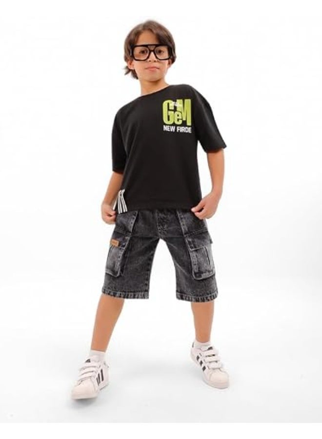 CHOiCE Boys' denim set – two-piece set with a practical design – suitable for outings and everyday use (code 7004) - Image 1
