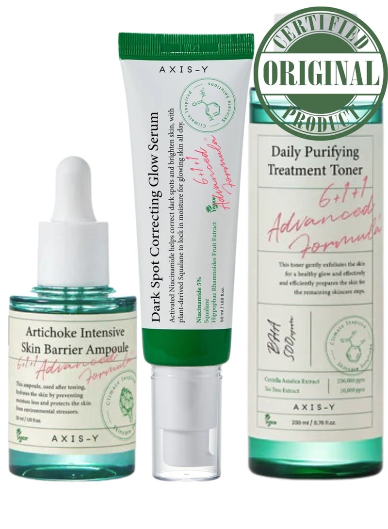 AXIS-Y Uneven Tone & Weak Barrier Solution – Axis-Y Balancing Toner, Barrier Repair Ampoule & Brightening Glow Serum Set - Image 1