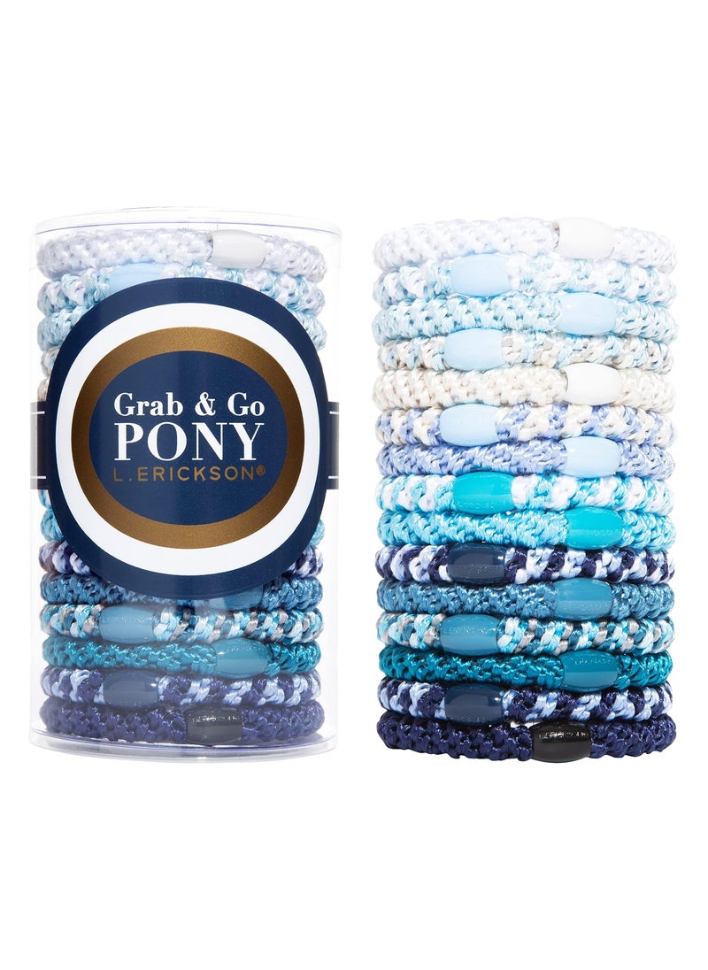 L. Erickson - L. Erickson Grab & Go Pony Tube - Coastal - 15 Pack Ponytail Holder Hair Ties - Image 1