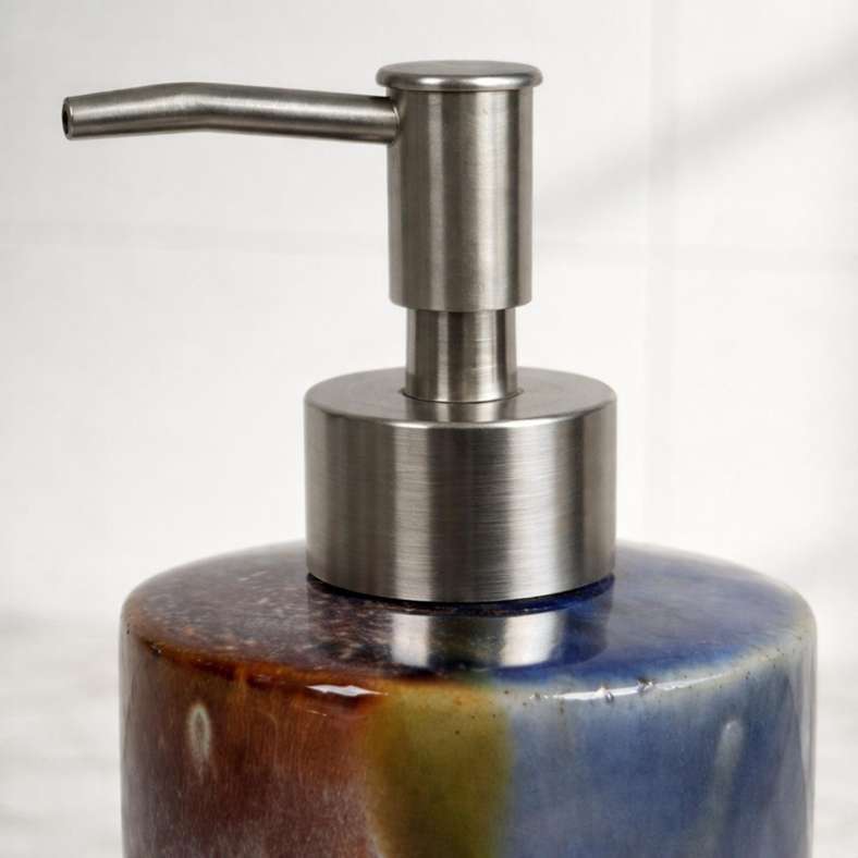Pan Home Zeena Ceramic Double Glaze Soap Dispenser 7.5x18cm - Multicolor - 211AIC9904850 - Image 2