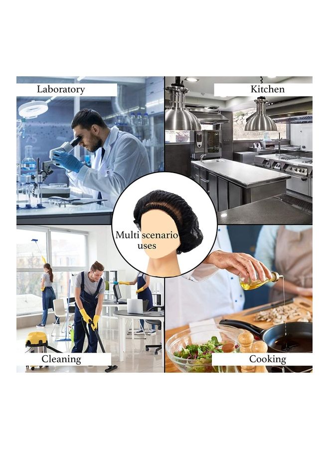 100-Piece Disposable Hair Mob Net Bouffant Caps Black 265x247x75mm - Image 4