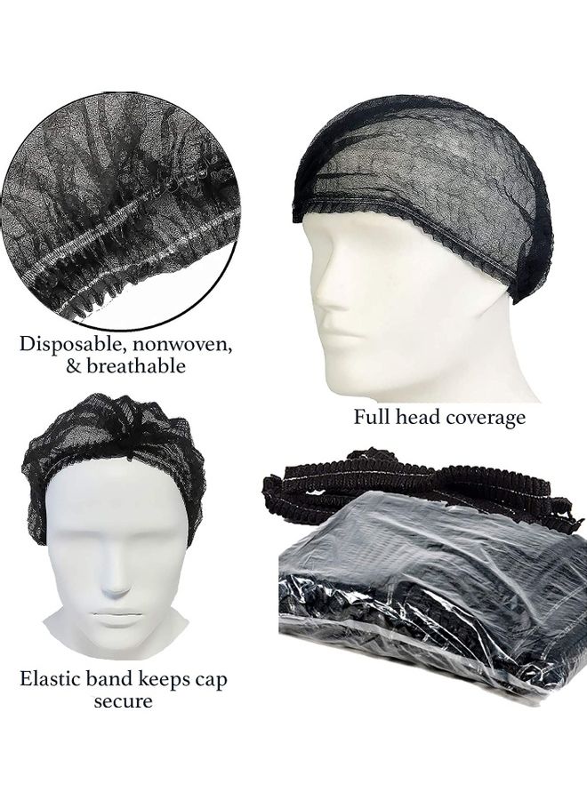 100-Piece Disposable Hair Mob Net Bouffant Caps Black 265x247x75mm - Image 3