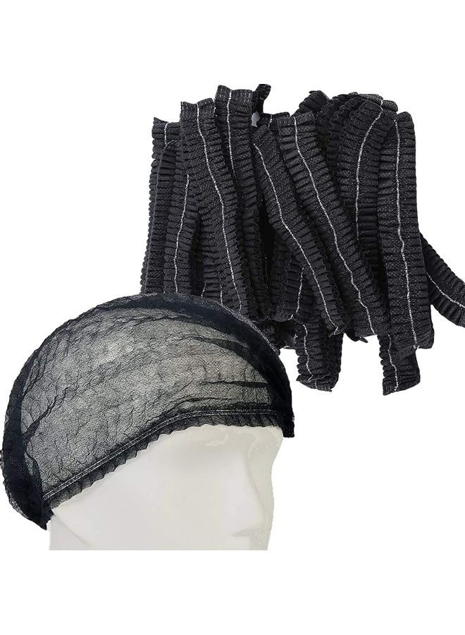 100-Piece Disposable Hair Mob Net Bouffant Caps Black 265x247x75mm - Image 1