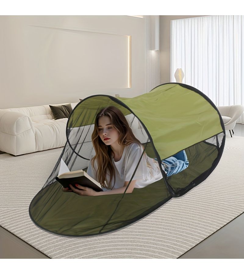 Christmas Boat Shaped Mosquito Net Quick Open Overhead Hand Thrown Anti Insect Portable Free Installation Olive Drab - Image 1