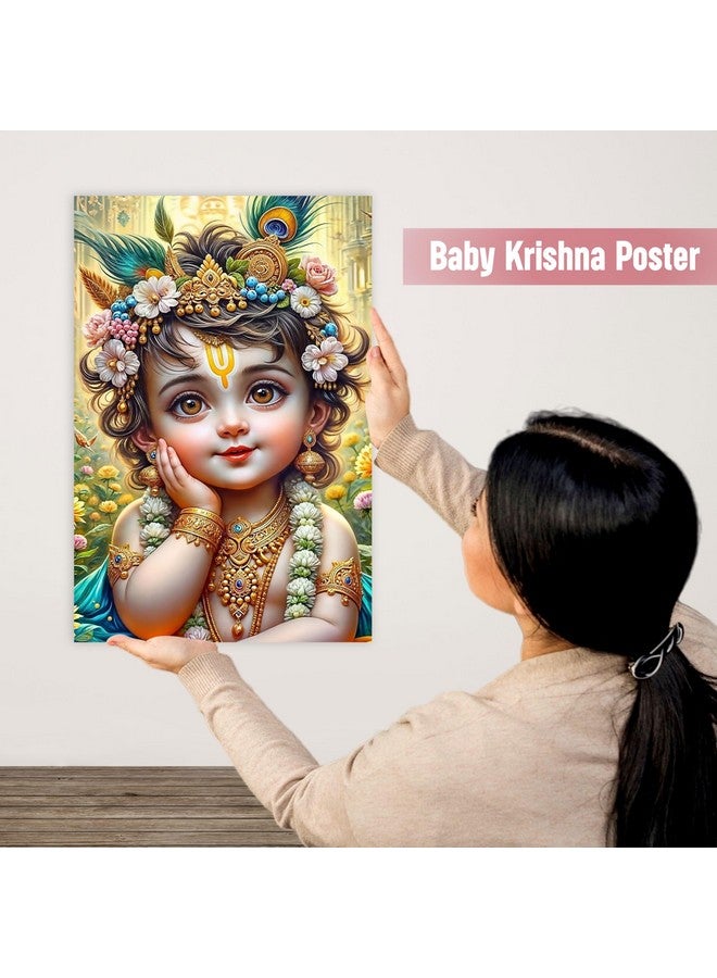 Goelite Bal Gopal Krishna Photo For Pregnant Women Poster For Decoration Wall’s Bedroom, Living Room, And More | Cute Baby Krishna Wall Poster Size:”18x12” Inches Set Of 1 (Design 8) - Image 4