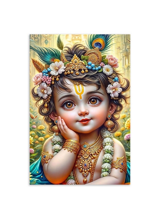 Goelite Bal Gopal Krishna Photo For Pregnant Women Poster For Decoration Wall’s Bedroom, Living Room, And More | Cute Baby Krishna Wall Poster Size:”18x12” Inches Set Of 1 (Design 8) - Image 1