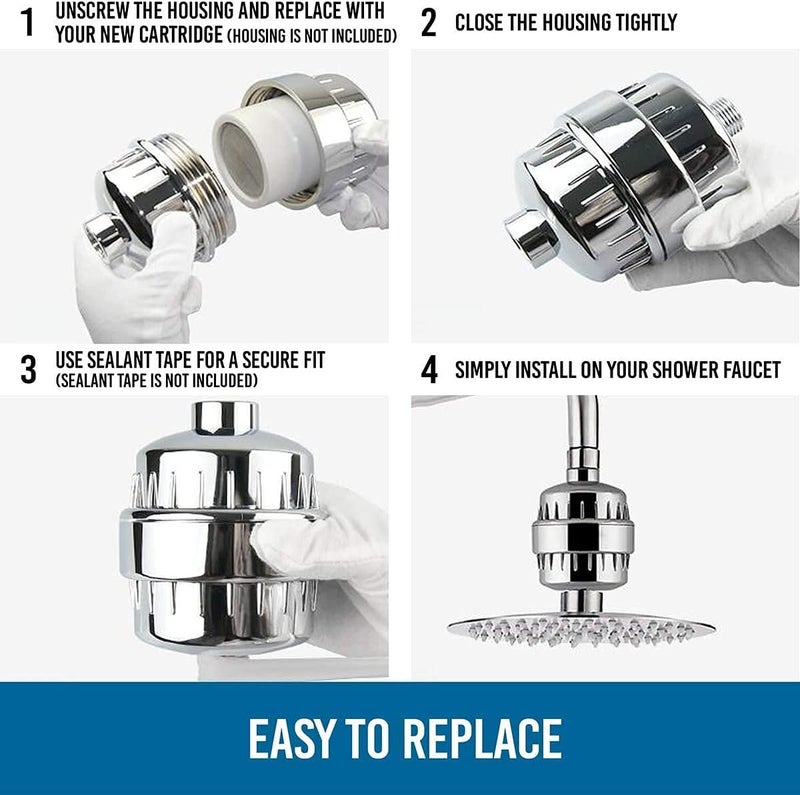 Womdee 4 Pack 15 Stage Shower Filter Replacement Cartridge, Shower Filter for Hard Water, Universally Compatible with Any Similar Design, Shower Water Softener with High Output - Image 5