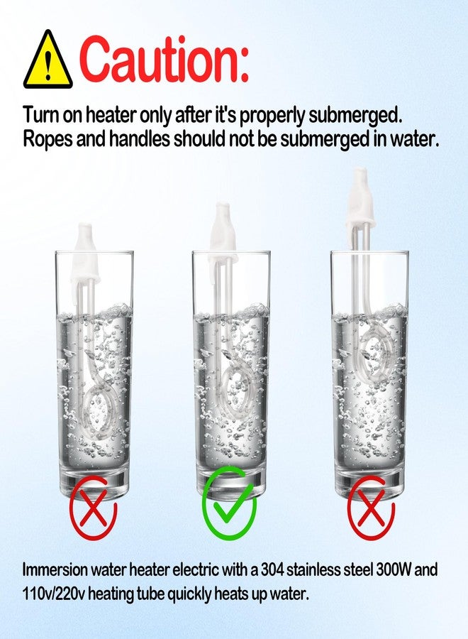 سخان مياه غاطس 300 واط 120/240 فولت - سخان مياه غاطس محمول للتخييم والسفر للقهوة/الشاي، سخان مياه غاطس محمول بملف غليان الماء - Image 4
