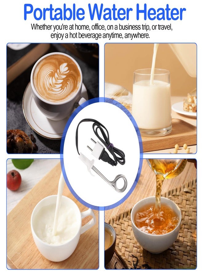 سخان مياه غاطس 300 واط 120/240 فولت - سخان مياه غاطس محمول للتخييم والسفر للقهوة/الشاي، سخان مياه غاطس محمول بملف غليان الماء - Image 3