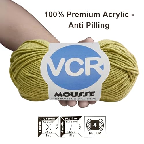 VCR 4ply Pure Beige Yarn, 100 Grams Hank, 190 Meters Length, Acrylic Ball for Crochet and Knitting, Soft Crosia Threads, Pack of 1 Yarn, Suitable for DIY Crafts - Image 3