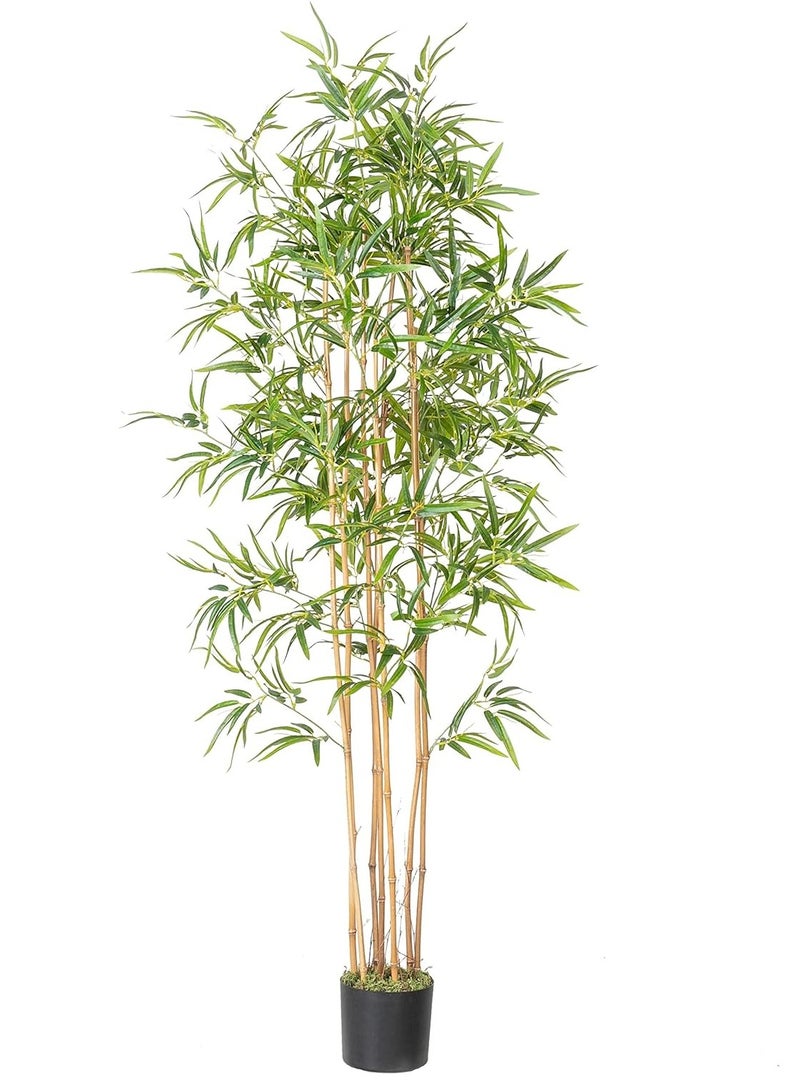 Generic 150cm Artificial Bamboo Tree,Realistic Fake Plant Decorative Artificial Plants with Adjustable Leaves & Black Pot,for Home, Office, Living Room, Balcony  - Image 1
