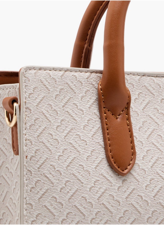 Flora Bella By Shoexpress Women's Monogram Embossed Tote Bag with Detachable Shoulder Strap  - Image 5