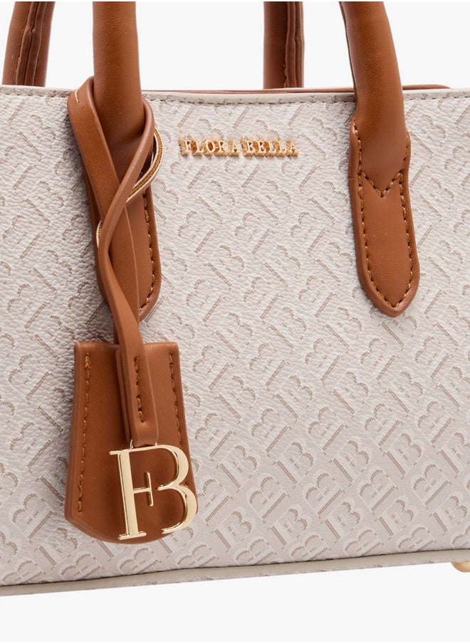 Flora Bella By Shoexpress Women's Monogram Embossed Tote Bag with Detachable Shoulder Strap  - Image 4