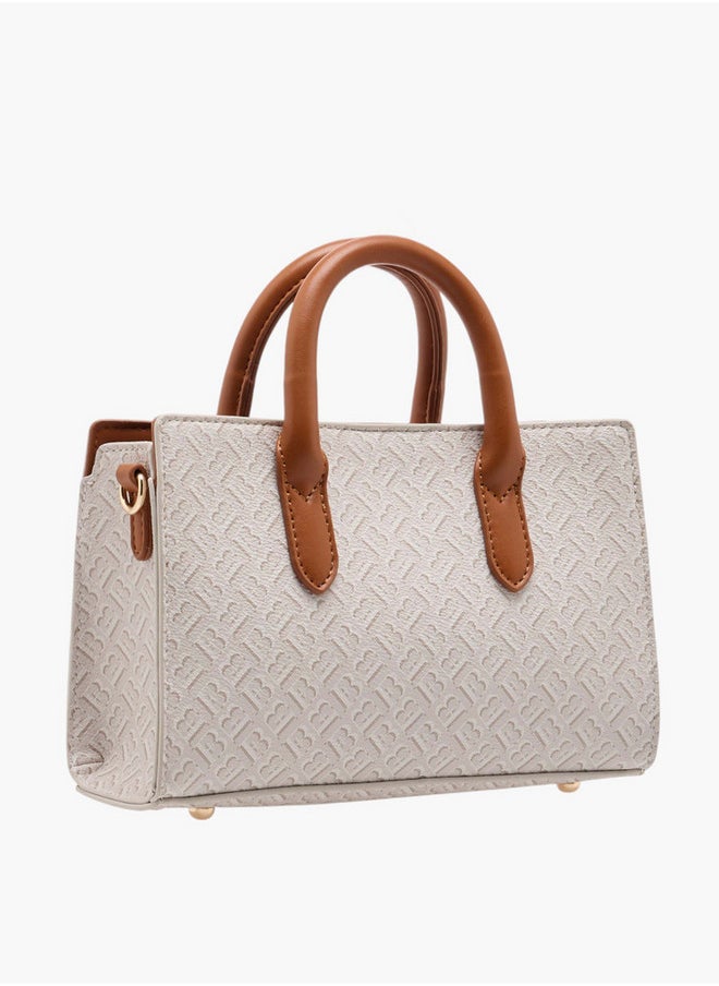 Flora Bella By Shoexpress Women's Monogram Embossed Tote Bag with Detachable Shoulder Strap  - Image 3