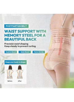 ATRJSZ 3 in 1 Postpartum Support Breathable Elastic Adjustable Postpartum Postnatal Recovery Support Girdle Belly Recover Belly Waist Pelvis Belt,Pregnancy Belly Wrap Abdominal Binder(L), One Size  - Image 2