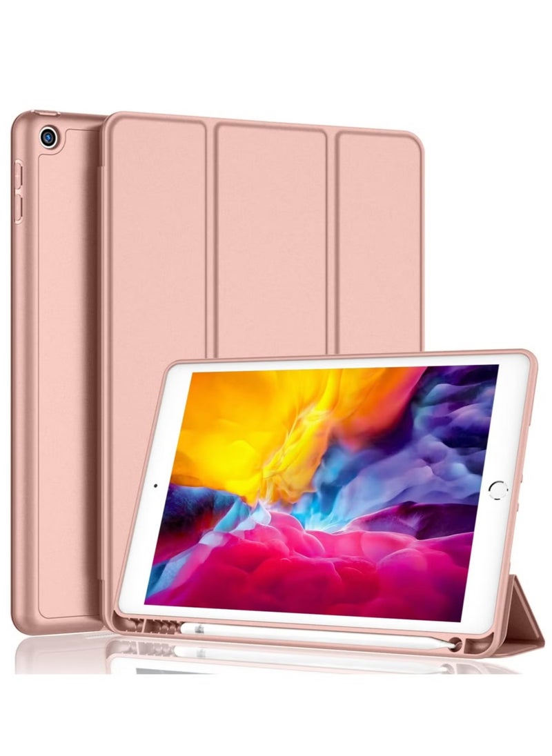 Generic iPad 9.7 Case (2018/2017, 6th/5th Gen) Smart Cover with Pencil Holder – Soft Baby Skin Silicone Back, Full Body Protection, Auto Wake/Sleep, Rose Gold  - Image 1