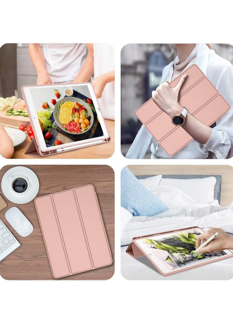 Generic iPad 9.7 Case (2018/2017, 6th/5th Gen) Smart Cover with Pencil Holder – Soft Baby Skin Silicone Back, Full Body Protection, Auto Wake/Sleep, Rose Gold  - Image 5