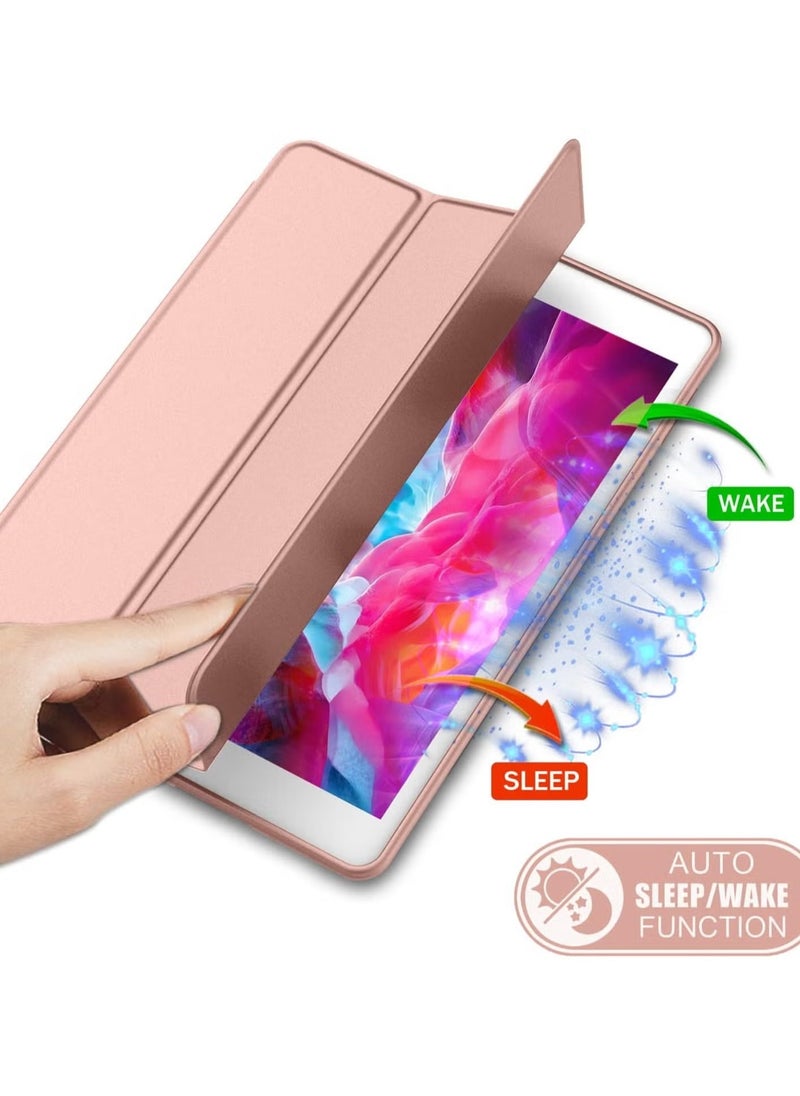 Generic iPad 9.7 Case (2018/2017, 6th/5th Gen) Smart Cover with Pencil Holder – Soft Baby Skin Silicone Back, Full Body Protection, Auto Wake/Sleep, Rose Gold  - Image 4