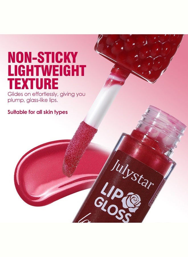 Julystar Lip Gloss lasting, Hydrating Non-sticky Glass Finish Liquid Lip Makeup for Daily Casual & Sweet Dating Looks, Universal for All Skin Tones,6ml - Image 4