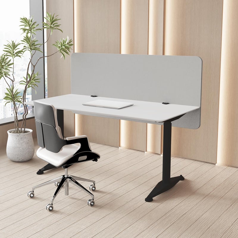 MORDEER 47.2" Privacy Desk Divider Panel, Acoustic Divider Panels for Office, Clamp-on Cubicle Office Room Dividers, Easy Assemble, Light Grey - Image 1