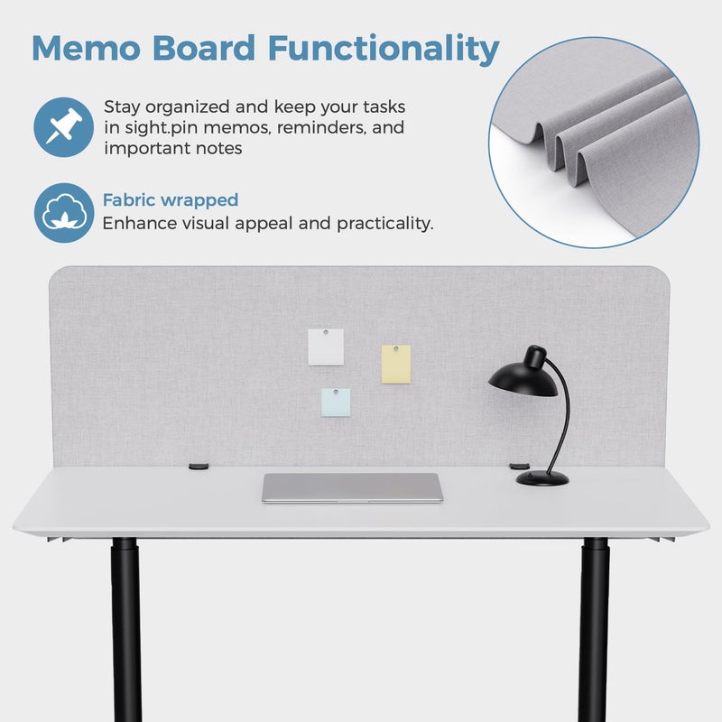 MORDEER 47.2" Privacy Desk Divider Panel, Acoustic Divider Panels for Office, Clamp-on Cubicle Office Room Dividers, Easy Assemble, Light Grey - Image 4