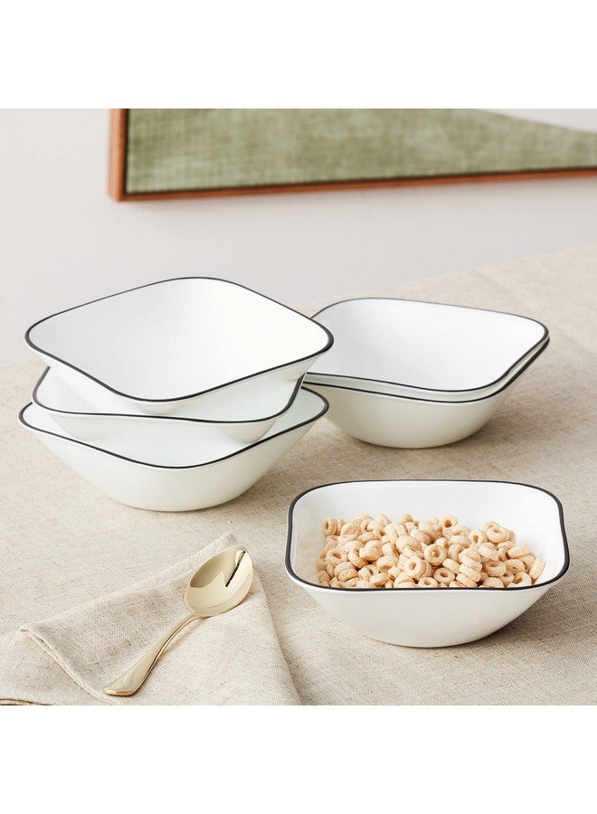 Corelle Vitrelle 6-Piece (22-Oz) Cereal Soup Bowls, Triple Layer Glass and Chip Resistant, Lightweight Square Dinnerware Bowl Set, Simple Lines - Image 2