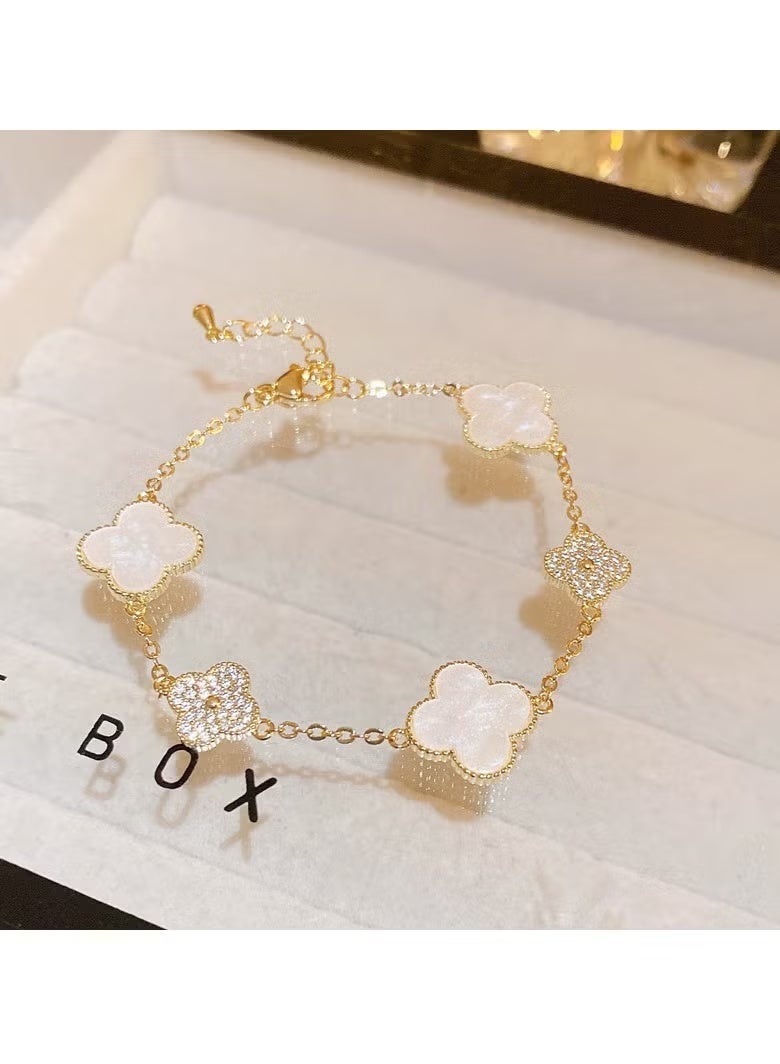 بيوينتي سوار من الميكا مطلي بالذهب ومرصع بزهرة الزركونيا، عالي الجودة، حلو للاستخدام اليومي، متعدد الاستخدامات