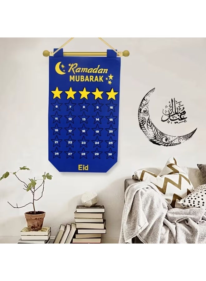 Fabric Ramadan Countdown Calendar, 30 Days Hanging Eid Mubarak Decoration - Image 2