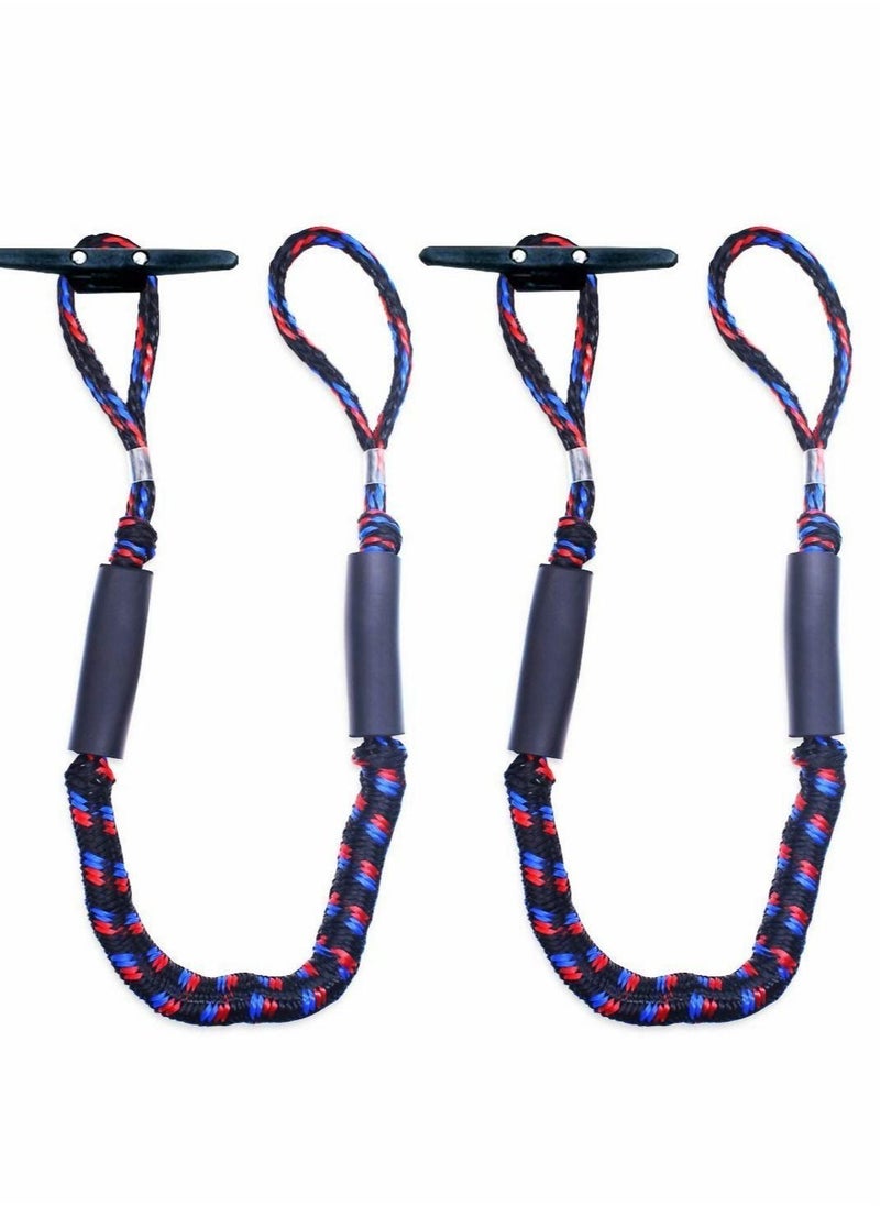 Excefore 2Pcs Boat Dock Line, Bungee Cords for Boats, Boating Gifts Men, Accessories, Pontoon Perfect Jet Ski, SeaDoo, Yamaha WaveRunner, Kayak, (4 Feet)  - Image 1