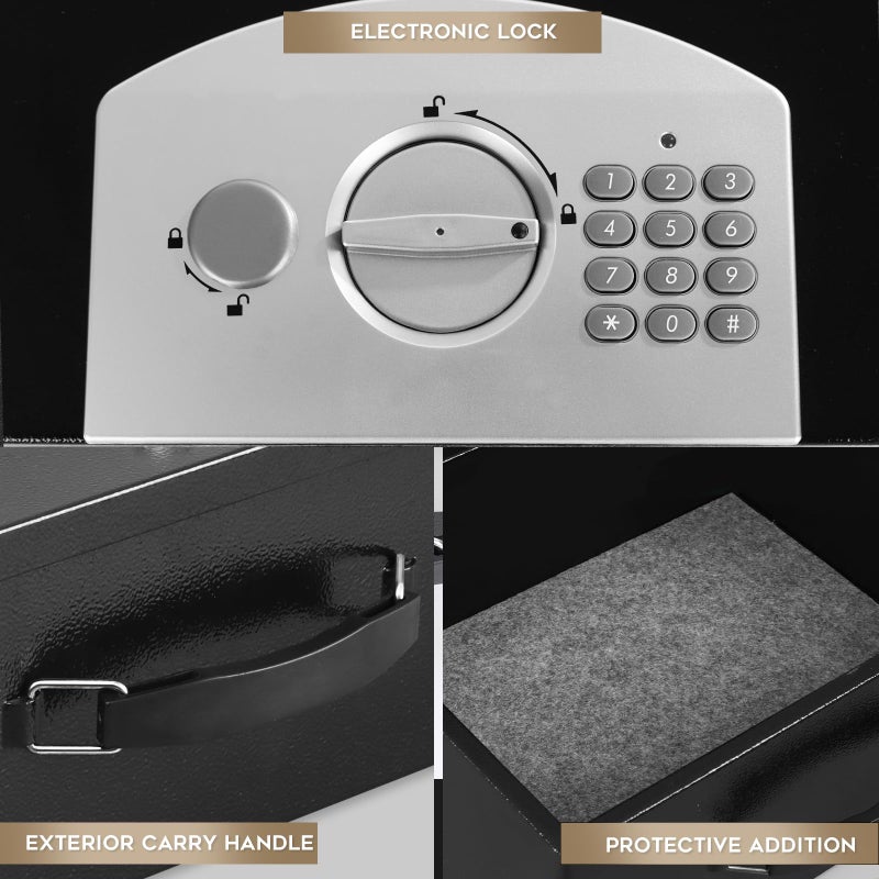 Dalmbox Portable Metal Safe Box with Digital Code Lock,Fire Resistant Storage for Documents, Fireproof Safe Box, Car, Home, Office and Outside, Black Boxï¼Œ Medium - Image 5