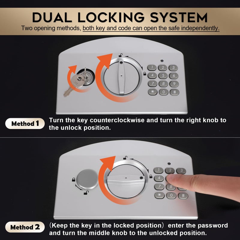Dalmbox Portable Metal Safe Box with Digital Code Lock,Fire Resistant Storage for Documents, Fireproof Safe Box, Car, Home, Office and Outside, Black Boxï¼Œ Medium - Image 4