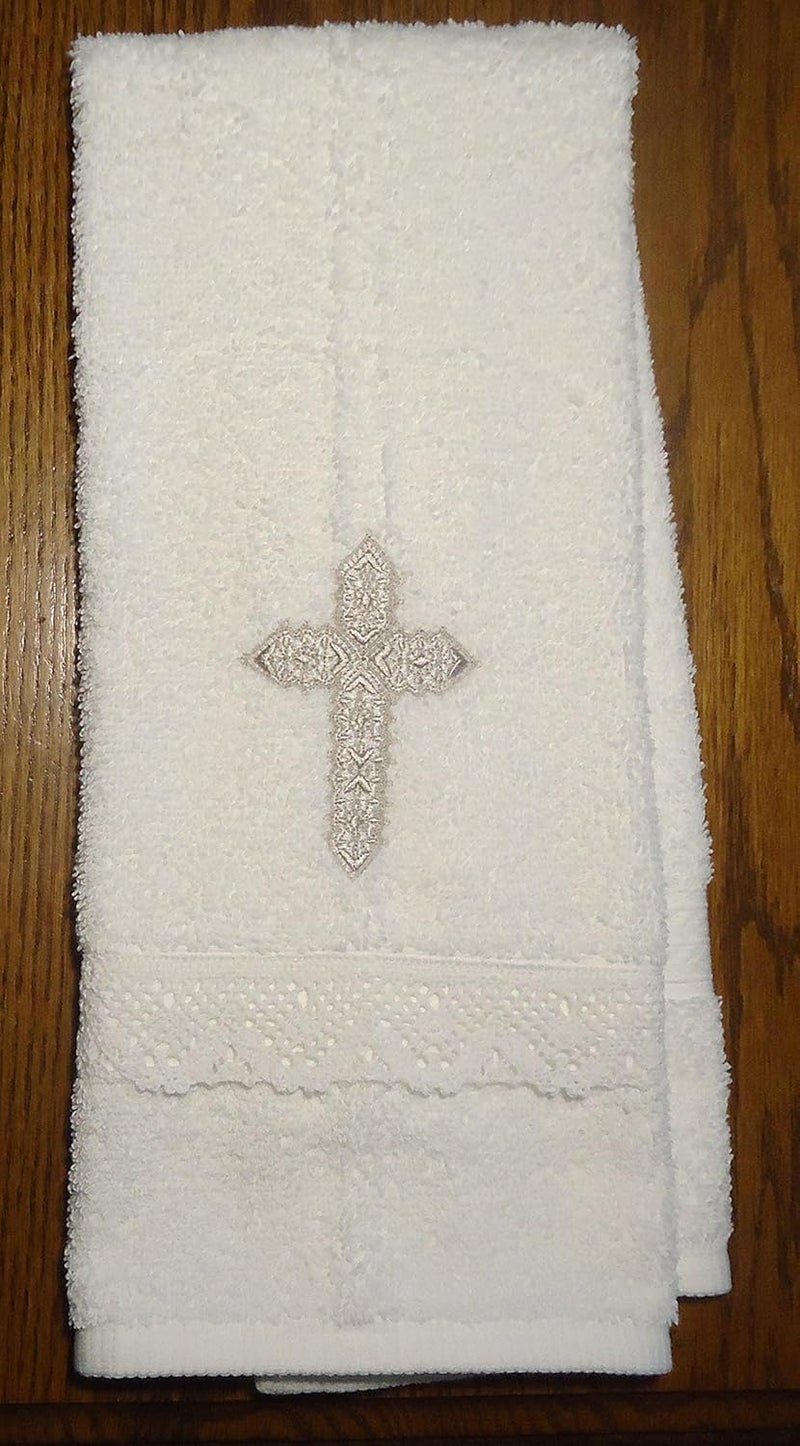 Integrity Designs Baby Baptism Towel with Cross Embroidery and Lace - Image 4