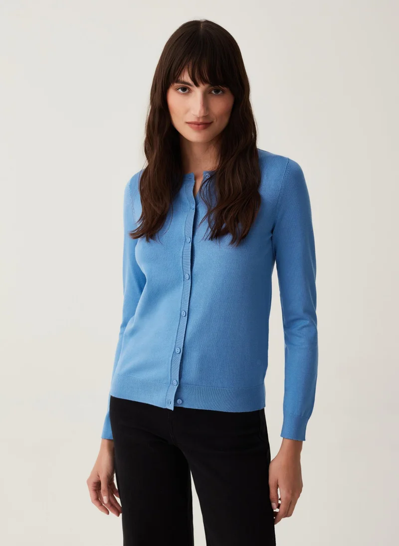 Ovs Solid colour cardigan with round neck